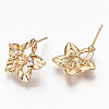 Hollow Brass Micro Pave Clear Cubic Zirconia Stud Earring Findings KK-R117-059-NF-2