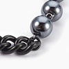 Men's Non-Magnetic Synthetic Hematite Beads Bracelets BJEW-JB03967-2