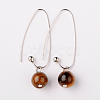 Natural Gemstone Round Bead Earrings EJEW-JE01150-2