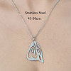 201 Stainless Steel Hollow Butterfly Wing Pendant Necklace NJEW-OY002-01-3