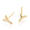 Brass Micro Pave Clear Cubic Zirconia Stud Earrings EJEW-O103-21G-2