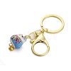 Fortune Cat Porcelain Pendant Keychain KEYC-G064-02C-2