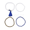 4Pcs 4 Style Glass Seed & Resin Evil Eye Beaded Stretch Bracelets Set BJEW-JB09896-01-3