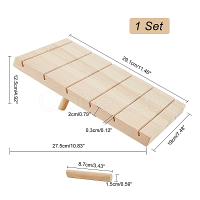 6-Slot Rectangle Slant Back Wood Ring Display Stands RDIS-WH0018-03-1