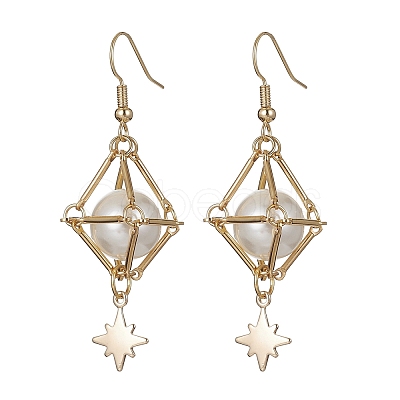 Shell Pearl Dangle Earrings EJEW-JE05498-02-1