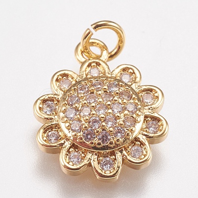 Brass Micro Pave Cubic Zirconia Charms X-ZIRC-E147-34G-1