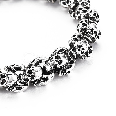 Alloy Skull Link Chain Bracelet BJEW-N015-008-1