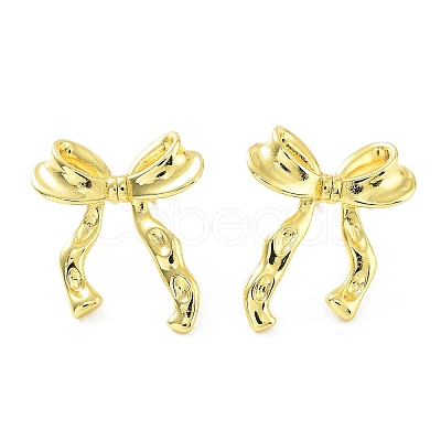 Bowknot Rack Plating Brass Studs Earrings for Women KK-Z038-11G-1