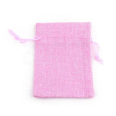 Polyester Imitation Burlap Packing Pouches Drawstring Bags ABAG-R005-9x12-19-1