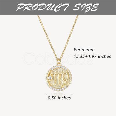 925 Sterling Silver 12 Constellation Necklace Gold Horoscope Zodiac Sign Necklace Round Astrology Pendant Necklace with Zircons Birthday Jewelry Gift for Women Men JN1089H-1