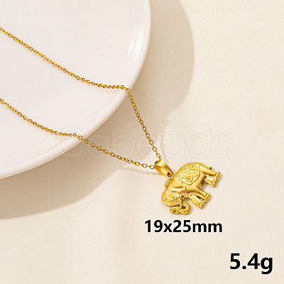 Animal Stainless Steel Elephant Pendant Necklace for Women QG3482-10-1