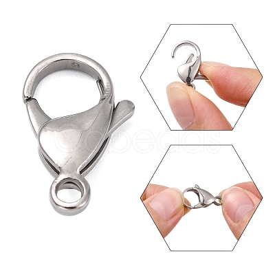 Tarnish Resistant 316 Surgical Stainless Steel Lobster Claw Clasps STAS-M262-03-19mm-1