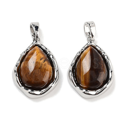 Natural Tiger Eye Teardrop Pendants KK-C051-59P-02-1