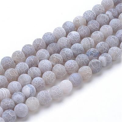 Natural & Dyed Crackle Agate Bead Strands G-T056-8mm-02-1