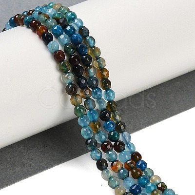 Faceted Natural Agate Round Beads Strands X-G-E318C-4mm-10-1