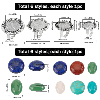 SUNNYCLUE DIY Gemstone Finger Ring Making Kit DIY-SC0022-50-1