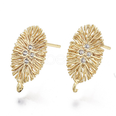 Brass Micro Pave Cubic Zirconia Stud Earring Findings KK-T056-03G-NF-1