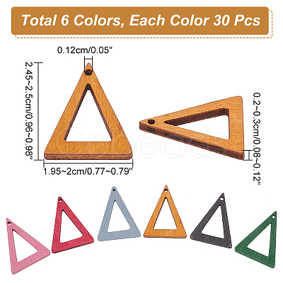 Nbeads 120Pcs 6 Colors Wood Pendants WOOD-NB0002-23-1