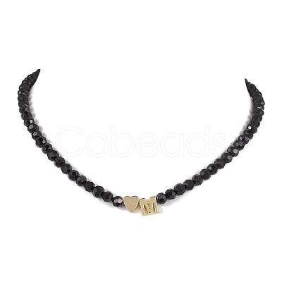 Brass with Glass Beaded Necklaces NJEW-JN04703-1