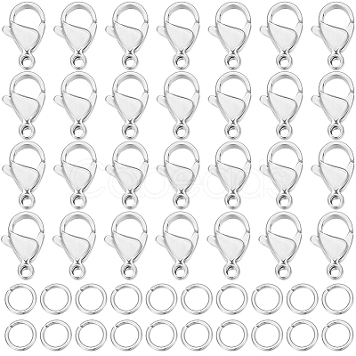 Beebeecraft 100Pcs 304 Stainless Steel Lobster Claw Clasps DIY-BBC0001-56A-1