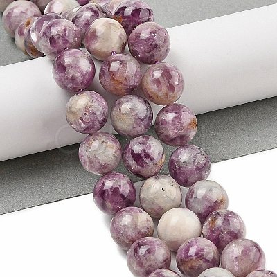 Natural Lepidolite/Purple Mica Stone Beads Strands G-G160-A01-03-1