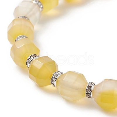 Dyed Natural Agate Beaded Stretch Bracelet BJEW-JB09179-1