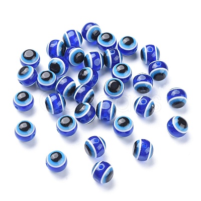 Round Evil Eye Resin Beads X-RESI-R159-12mm-08-1