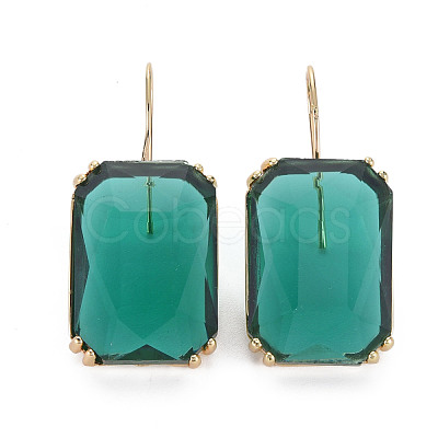 Faceted Rectangle Glass Dangle Earrings EJEW-Q021-002-1