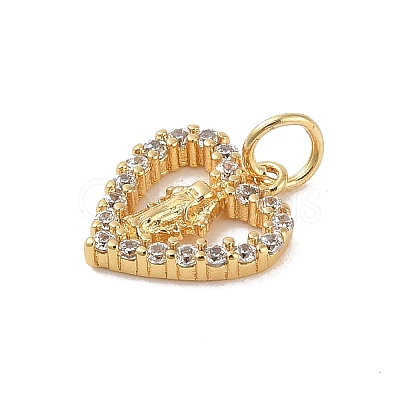 Brass Micro Pave Clear Cubic Zirconia Charms KK-E111-32C-G-1