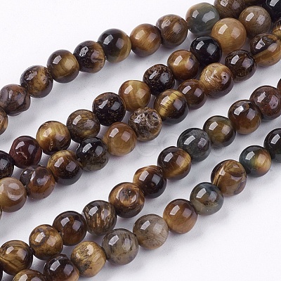 Natural Tiger Eye Round Bead Strands X-G-R200-6mm-1