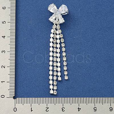 Bowknot Brass Rhinestone Tassel Big Pendants KK-I715-02S-03-1