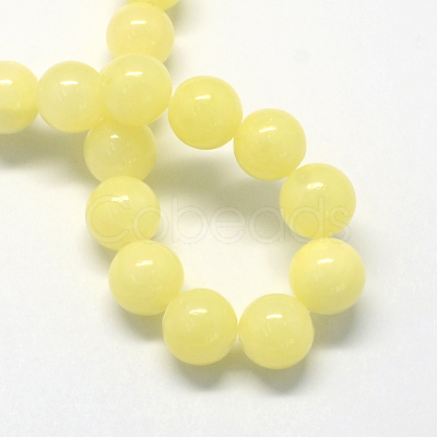 Natural Dyed Yellow Jade Gemstone Bead Strands G-R271-8mm-Y06-1