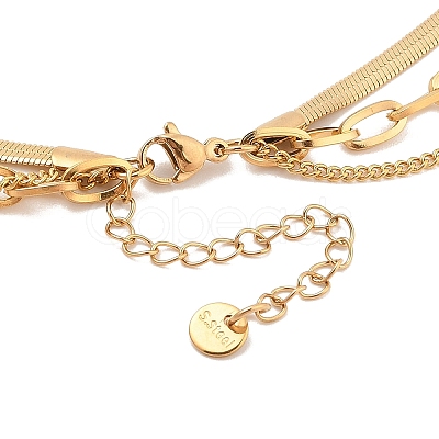 Golden Tone 304 Stainless Steel 3 Layer Necklaces for Women NJEW-A032-03G-02-1