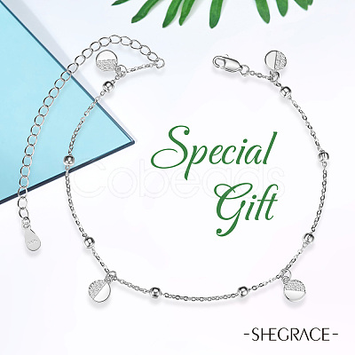 SHEGRACE Rhodium Plated 925 Sterling Silver Charm Anklets JA138A-1