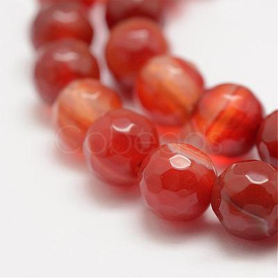 Faceted Natural Striped Agate/Banded Agate Beads Strands G-F447-8mm-H03-1