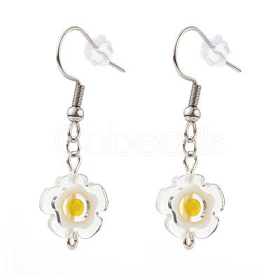 Millefiori Glass Flower Dangle Earrings Set EJEW-JE04468-1