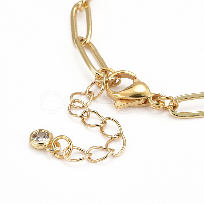 Titanium Steel Link Bracelets & Brass Paperclip Chain Bracelets Sets BJEW-JB06181-1