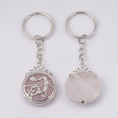 Natural Rose Quartz Keychain KEYC-P041-C012-1