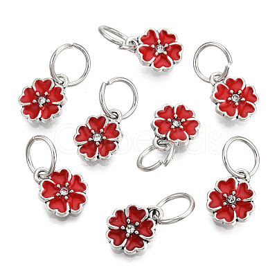 Enamel Style Flower Alloy Rhinestone Charms ENAM-S085-03-1