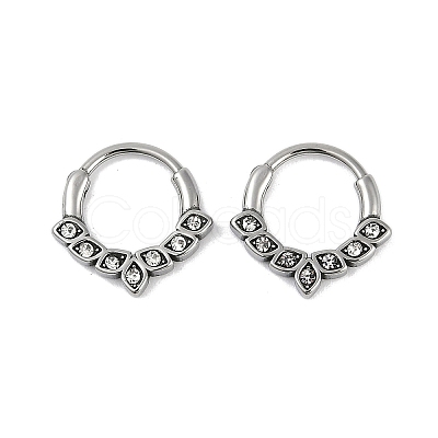 Horse Eye 316 Surgical Stainless Steel Clear Cubic Zirconia Hoop Earrings EJEW-G416-38AS-1