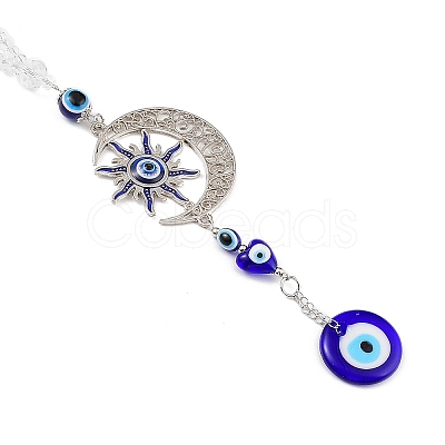 Evil Eye Alloy Lampwork Pendant Decorations HJEW-M005-02D-AS-1