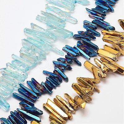 Electroplated Natural Quartz Crystal Beads Strands G-P267-1-1