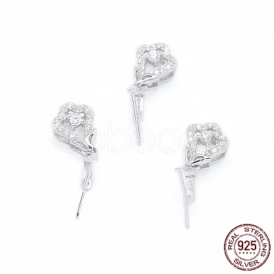 Anti-Tarnish Rhodium Plated 925 Sterling Silver Pendant Ice Pick Pinch Bails STER-I017-073P-1