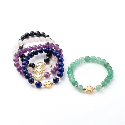 Natural Mixed Stone Stretch Bracelets BJEW-JB06568-1