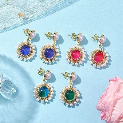 3Pairs 3 Colors Changing Color Mood Stud Earring EJEW-TA00480-1