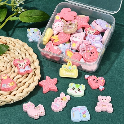 40Pcs Cute Resin Cabochons CRES-YW0001-05-1