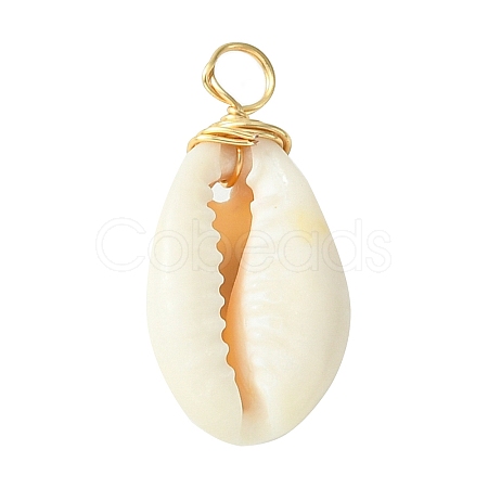 Natural Cowrie Shell Dyed Pendants PALLOY-JF02274-1