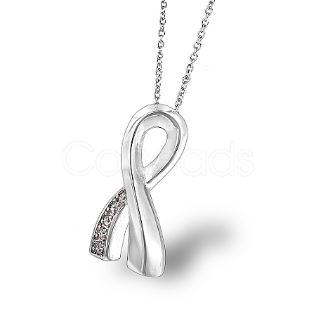 Crystal Rhinestone Awareness Ribbon Pendant Necklace GH2059-1-1
