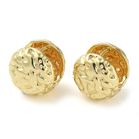 Rack Plating Brass Hammered Hoop Earrings for Women EJEW-K249-09G-1