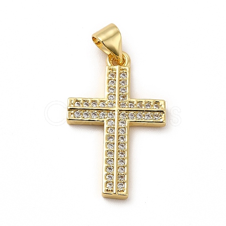 Rack Plating Brass Micro Pave Cubic Zirconia Pendants KK-E072-03G-1